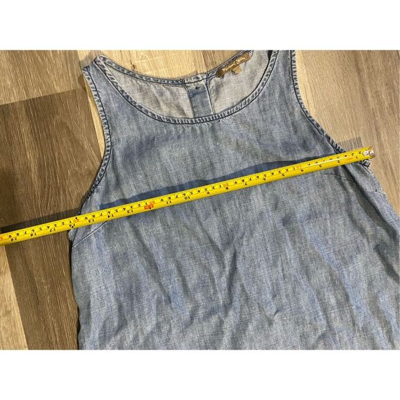 Michael Stars Chambray* Jean Button Back Raw Hem Sleeveless Blouse, Size XS - Picture 4 of 9